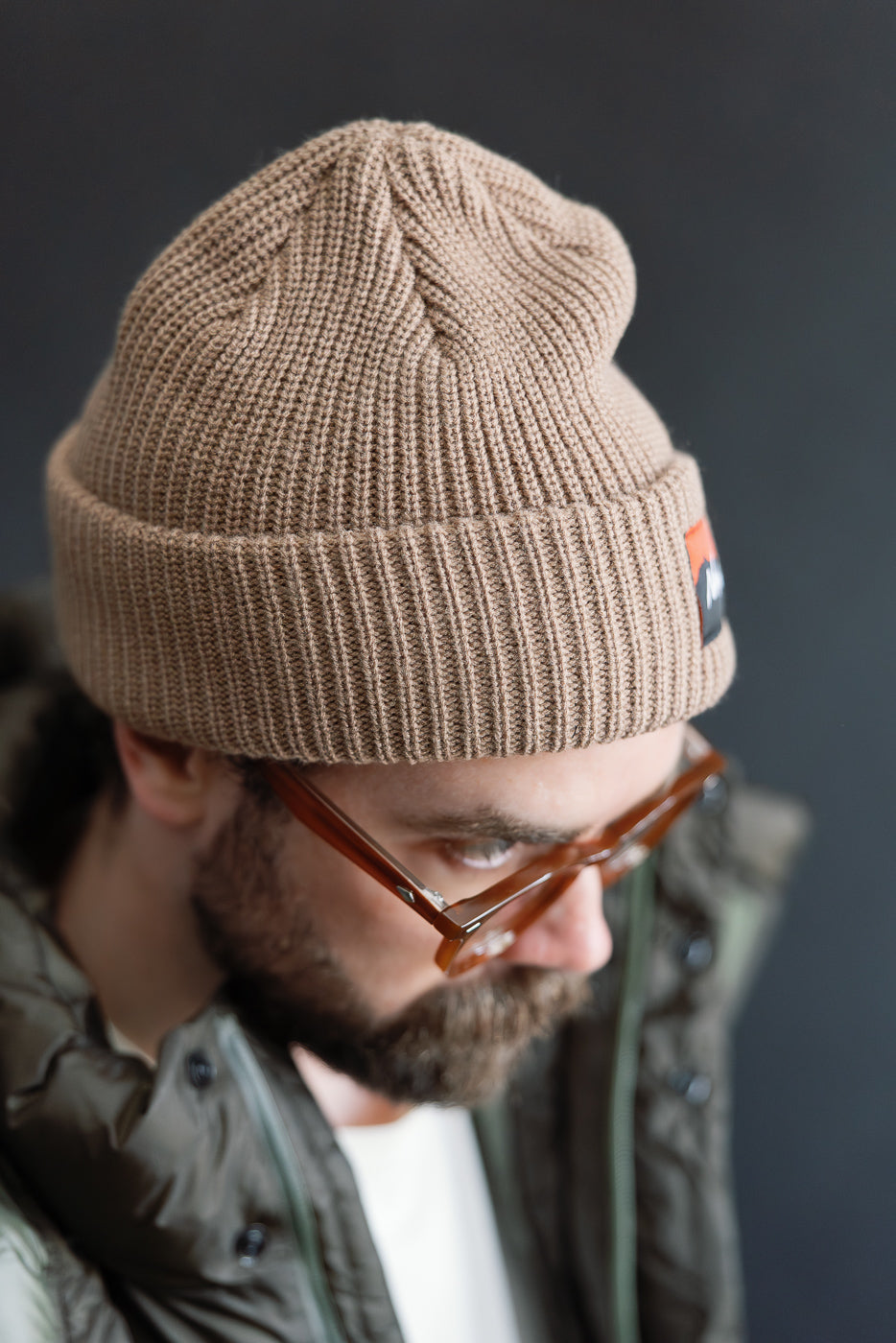 Box Logo Bulky Beanie - Beige