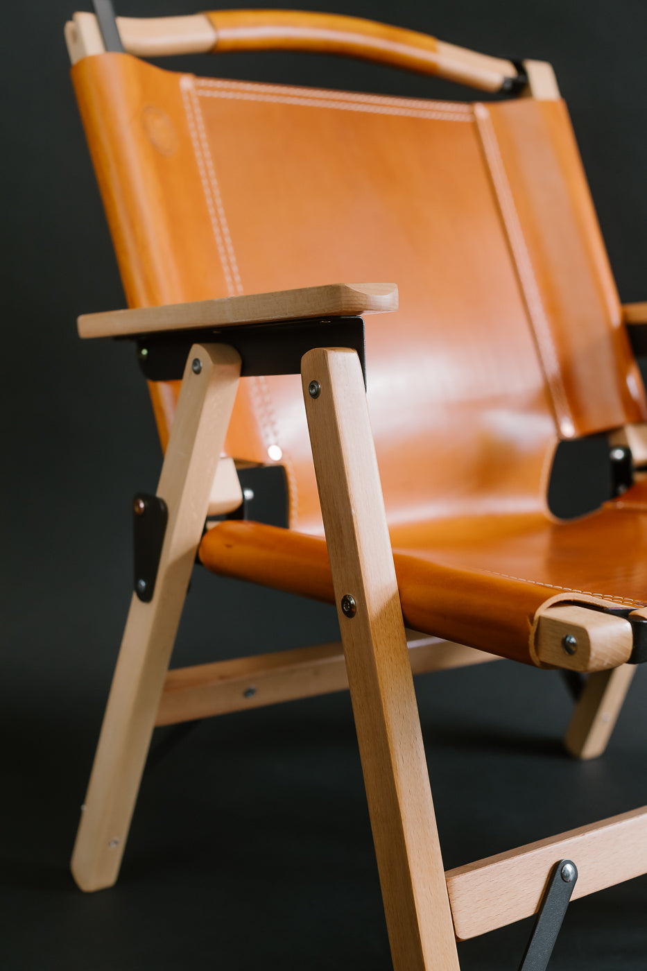 OGL-OD-WD-CHAIR-V2 - 'Only Good Life' Kermit Outdoor Folding Camp Chair - Tan Leather
