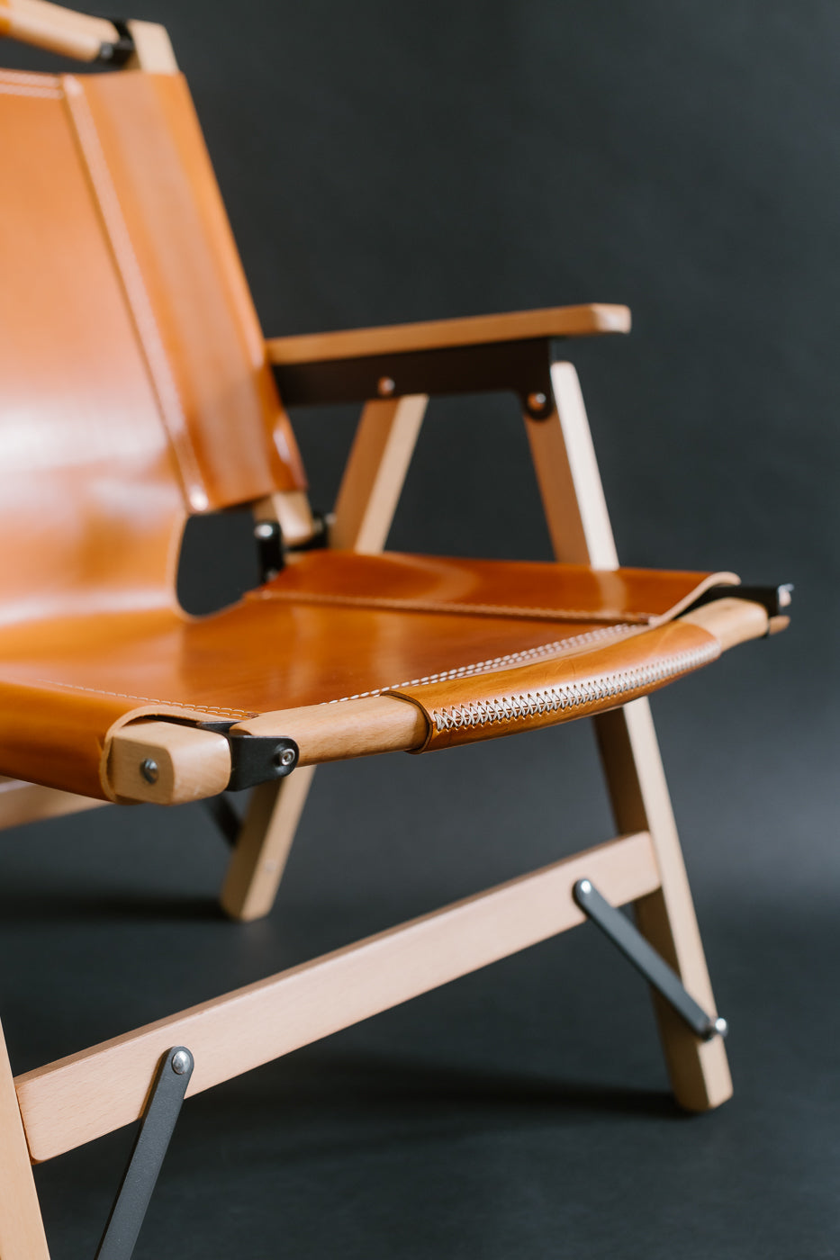 OGL-OD-WD-CHAIR-V2 - 'Only Good Life' Kermit Outdoor Folding Camp Chair - Tan Leather