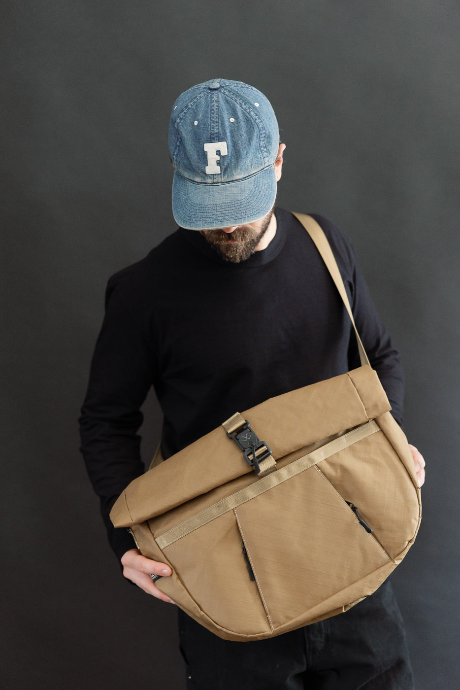 OGL-XTAC-HOBO-BLK - OGL XTAC Roll Top Hobo Bag - Golden Brown