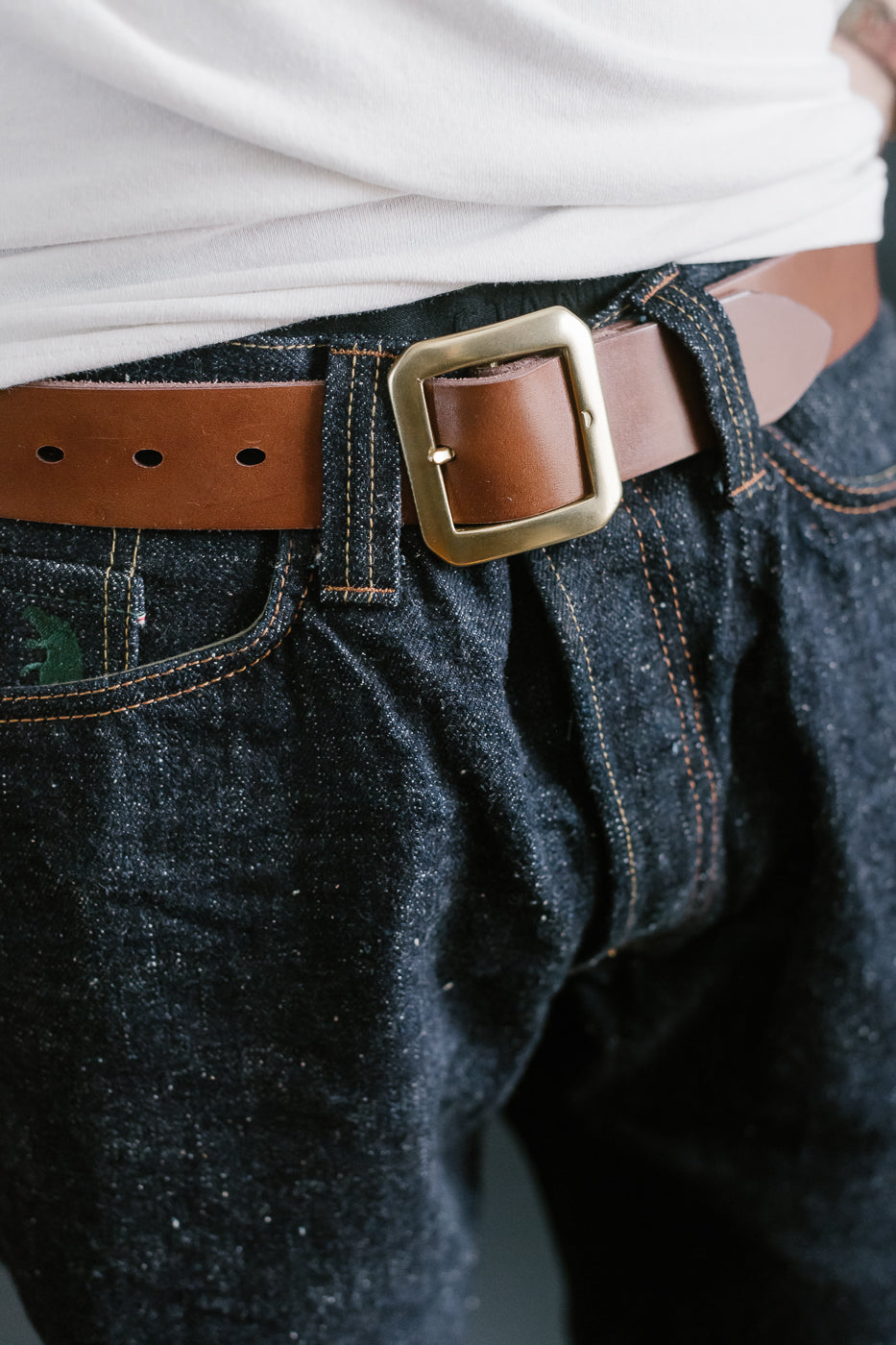 OGL Single Prong Garrison Buckle Leather Belt - Rough Out Brown