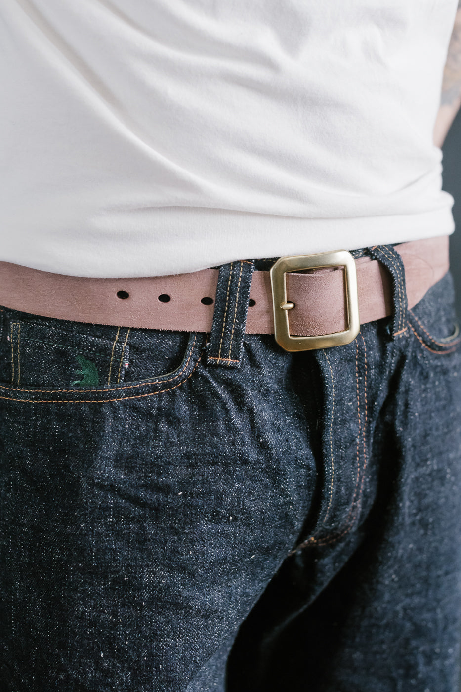 OGL Single Prong Garrison Buckle Leather Belt - Rough Out Brown