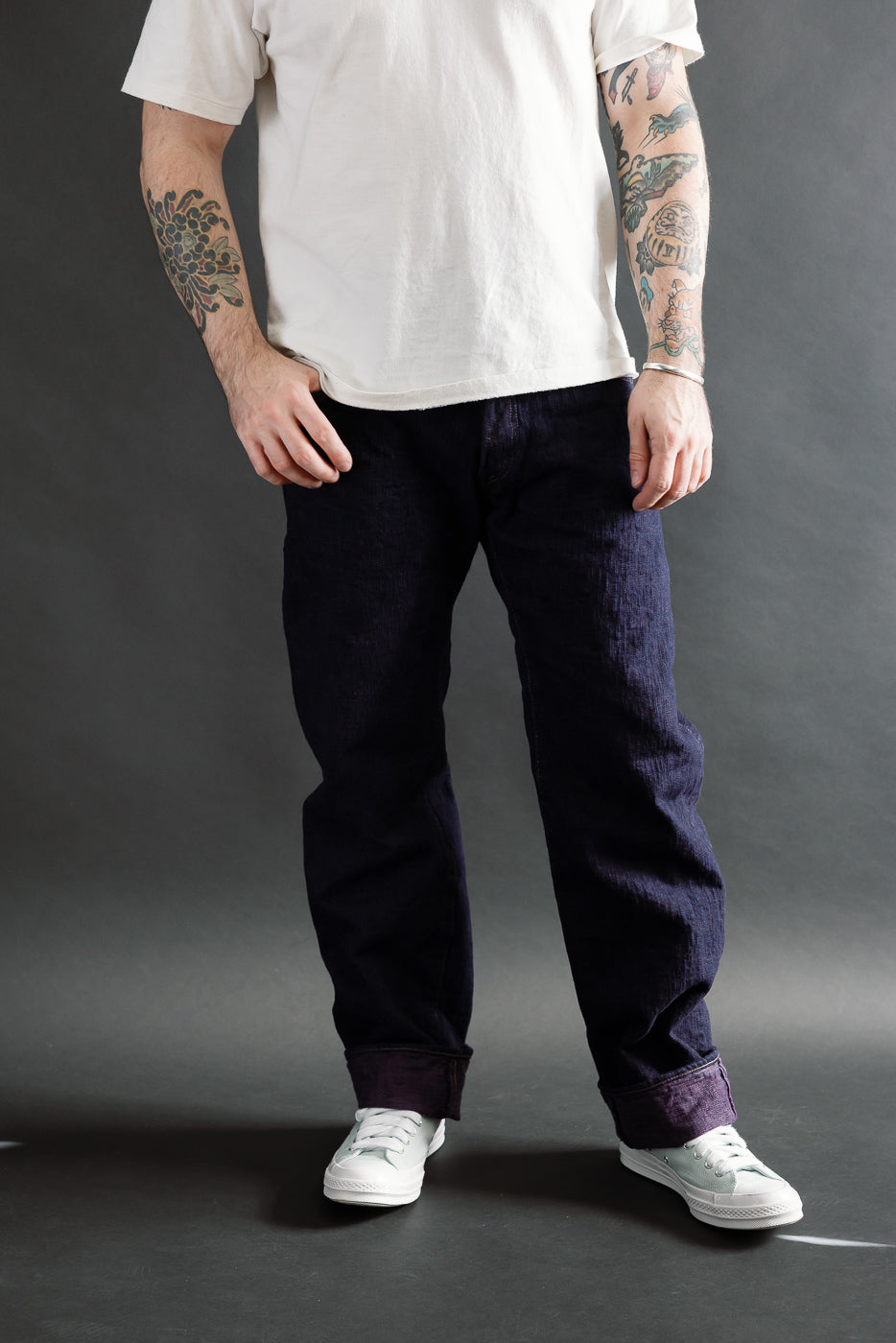 277BUM-MU - 17oz Bumpy Denim Murasaki - Just Right Straight