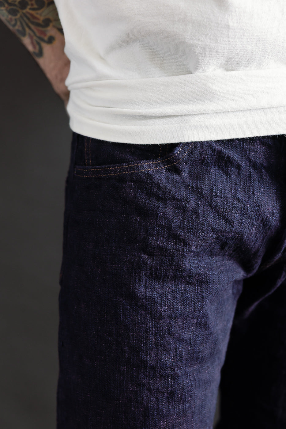 277BUM-MU - 17oz Bumpy Denim Murasaki - Just Right Straight