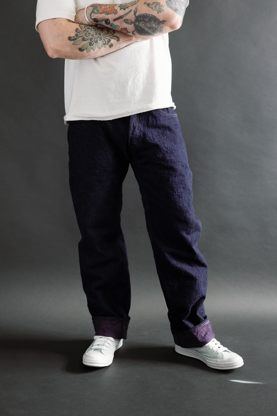 277BUM-MU - 17oz Bumpy Denim Murasaki - Just Right Straight