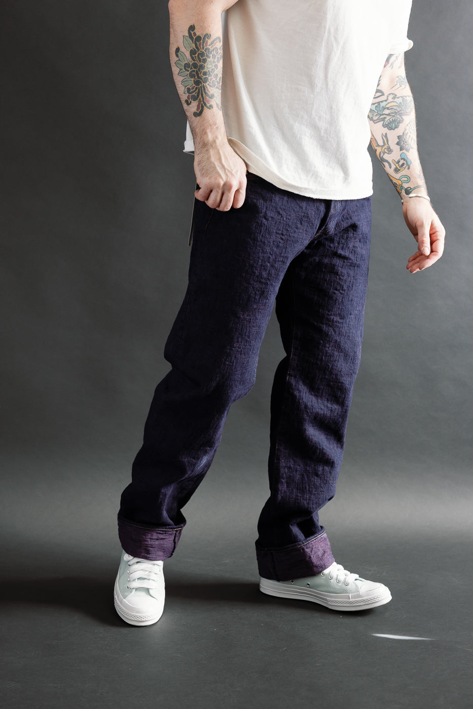 277BUM-MU - 17oz Bumpy Denim Murasaki - Just Right Straight