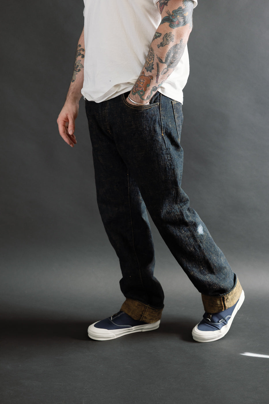 277BUM-OU - 17oz Bumpy Denim Oudo - Just Right Straight