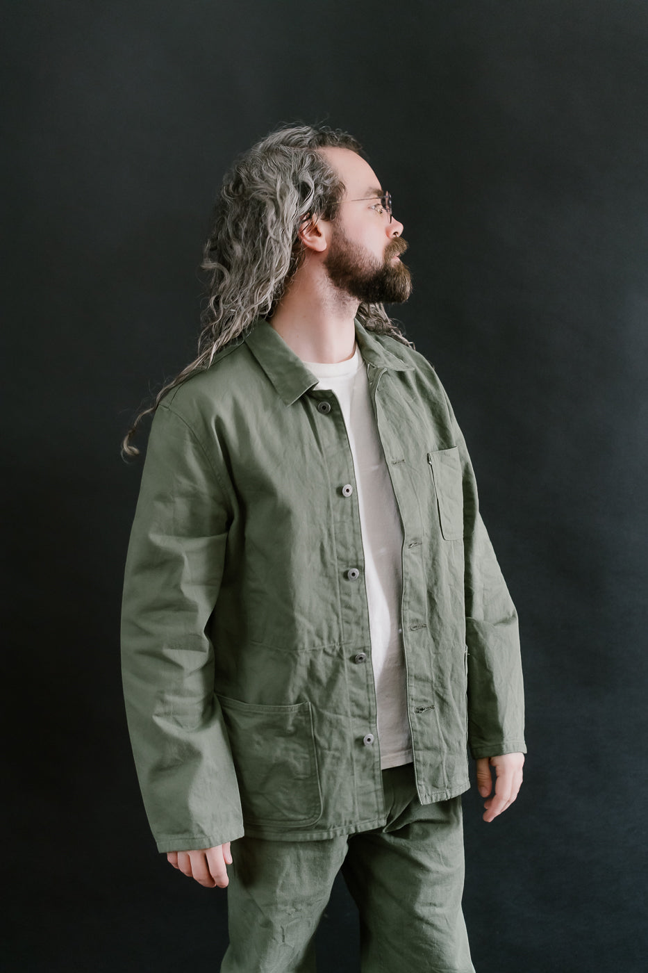 03501-SVC-LOL- 9.5oz Selvedge Chino Coverall - Light Olive