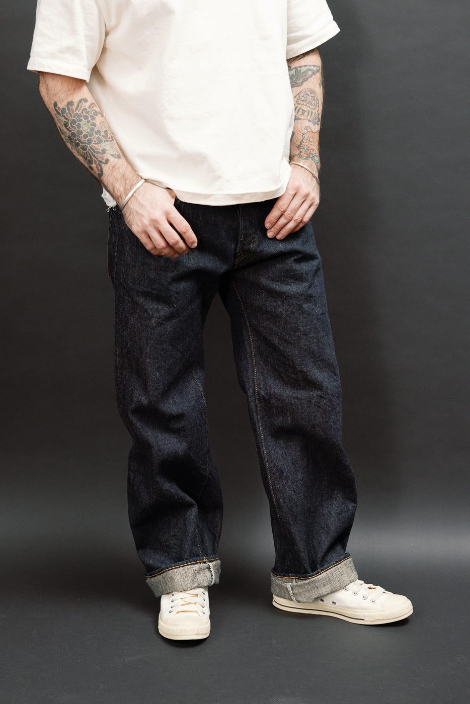 200-GC15 - 15oz Green Cast Denim - Wide Straight