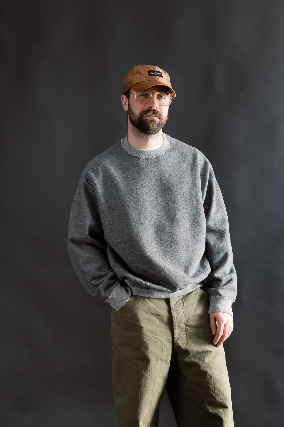 01-0041-60K - Relaxed Fit Densely Knit Sweatshirt - Charcoal Gray