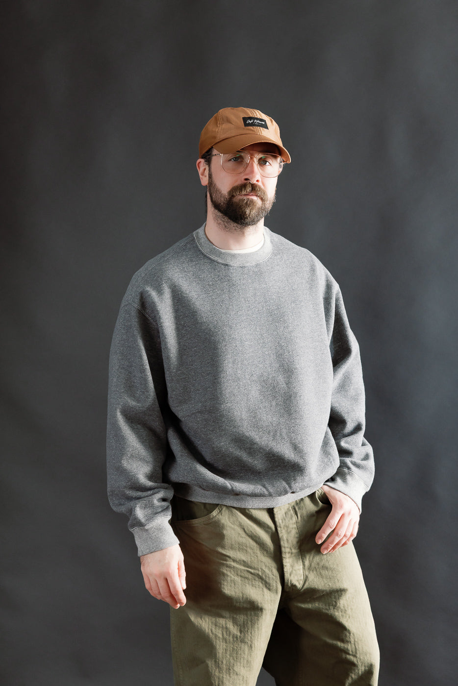 01-0041-60K - Relaxed Fit Densely Knit Sweatshirt - Charcoal Gray