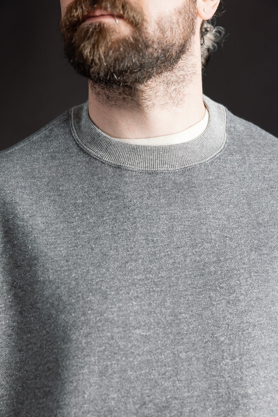 01-0041-60K - Relaxed Fit Densely Knit Sweatshirt - Charcoal Gray