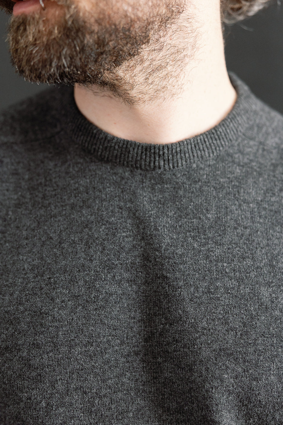 01-0050-60 - Simple Wool Crewneck Sweater - Charcoal Gray