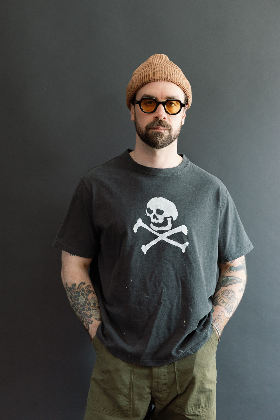 01-0118SK-61 - Skull Print T-Shirt - Black