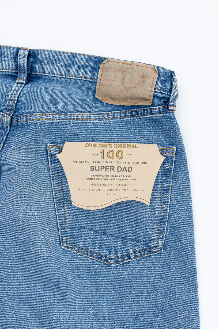 01-1100W-95 - 100 Super Dad's Fit Denim Jeans - Used Denim Wash | Dant