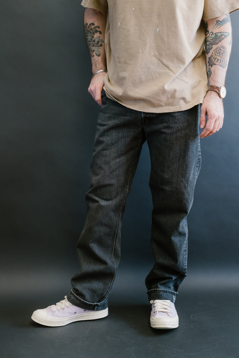01-1050W-D61S - 105 - Standard Fit Selvedge Denim - Black Stone
