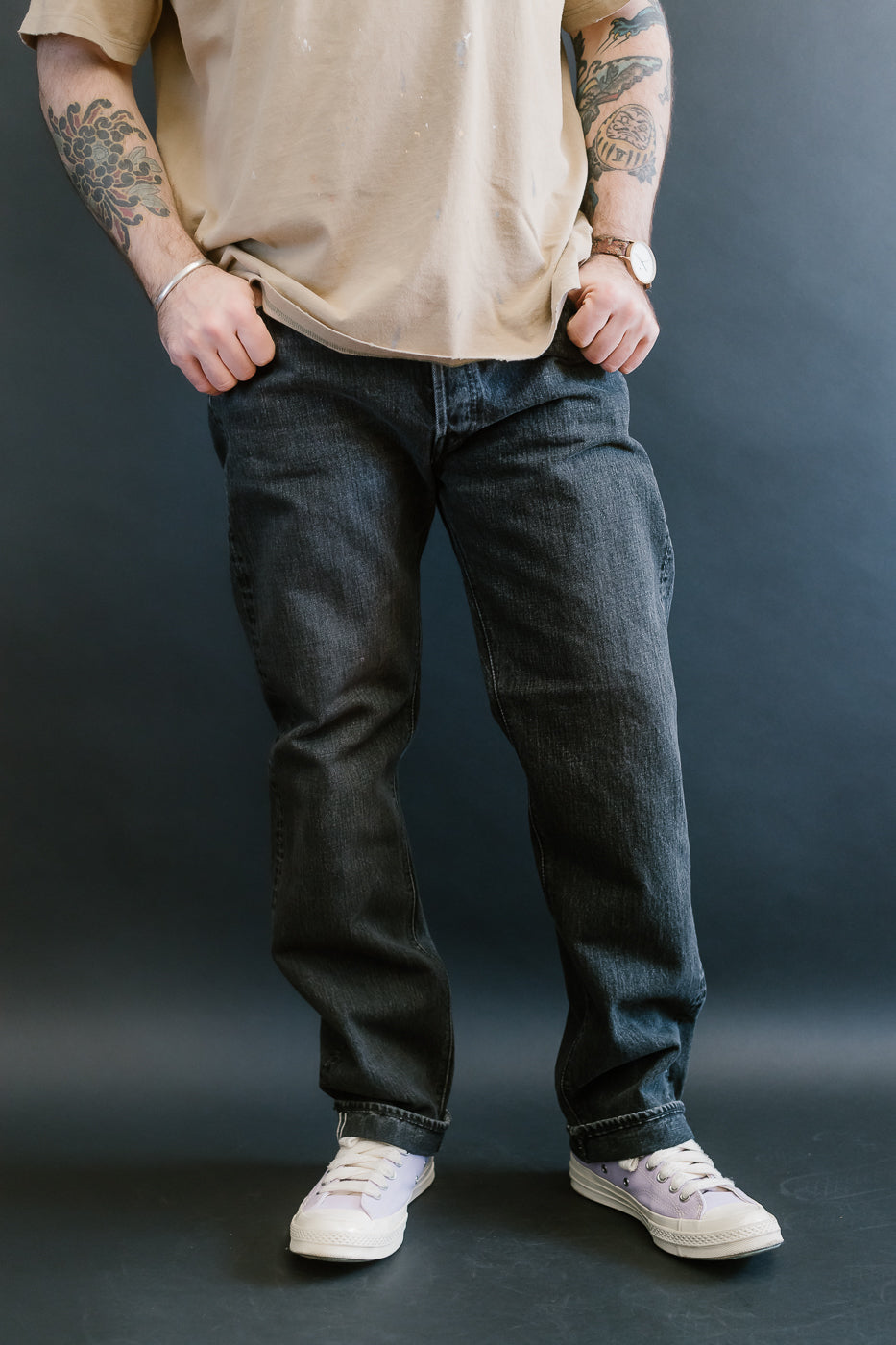 01-1050W-D61S - 105 - Standard Fit Selvedge Denim - Black Stone