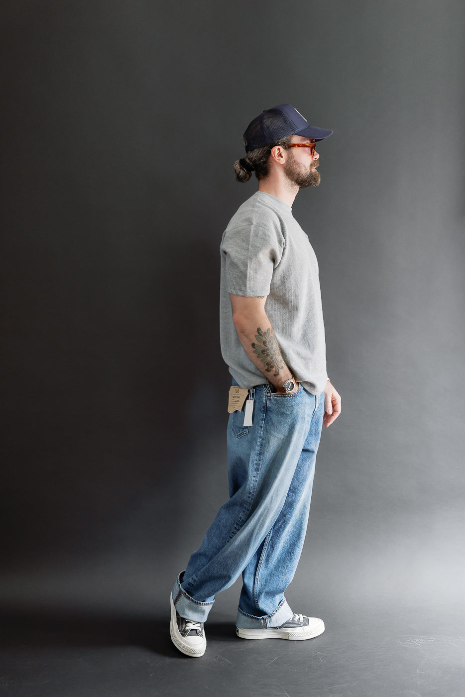 Full body side view of a 5'9