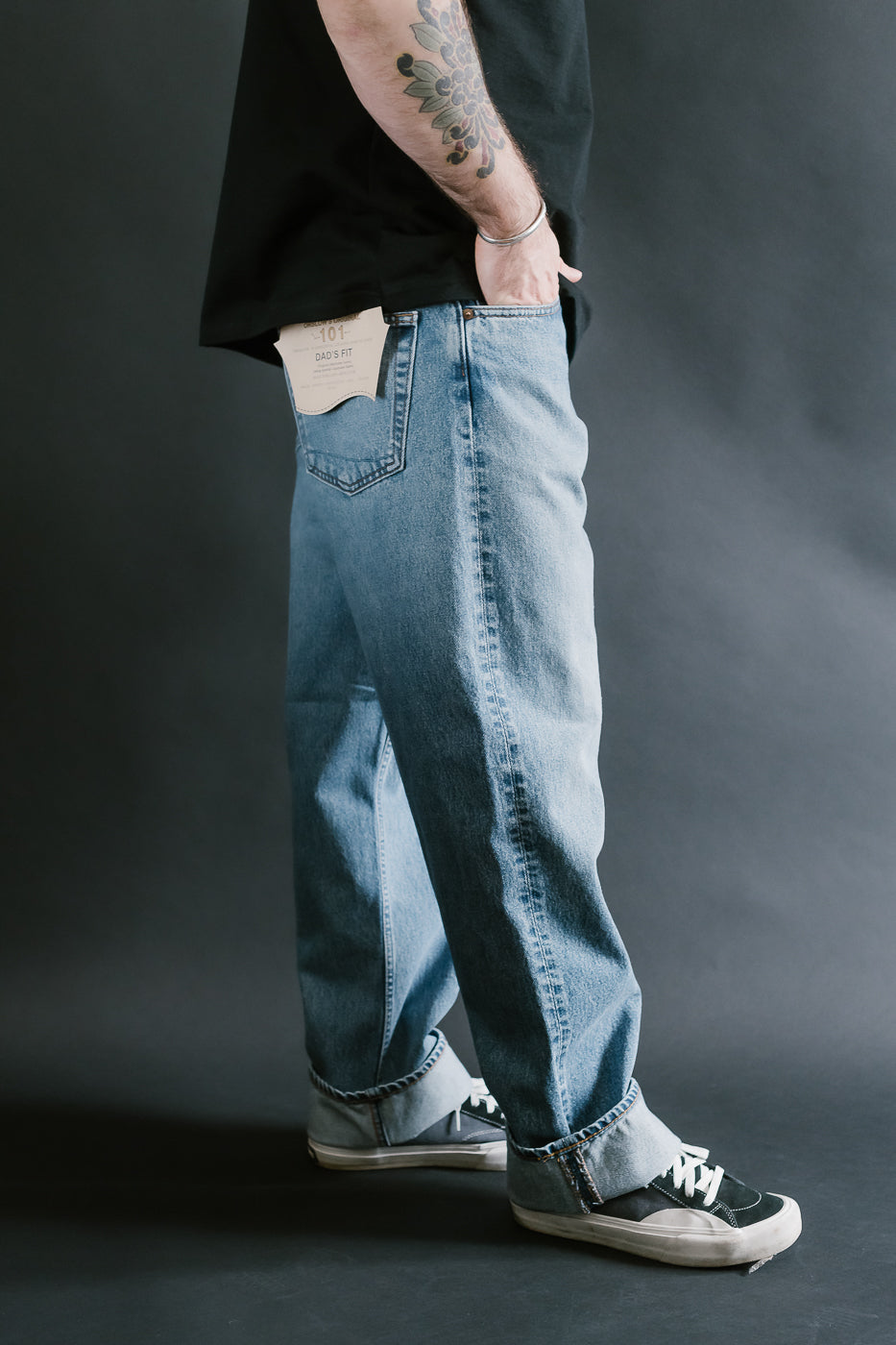 01-1010W-95 - 101 Dad's Fit Denim Jeans - Used Denim Wash