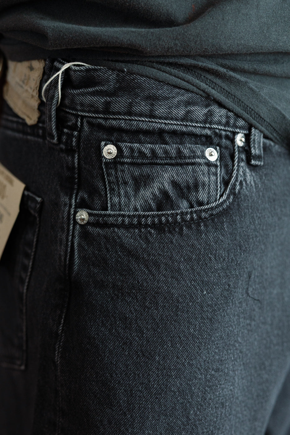 01-1100W-D61SK - 100 Super Dad's Fit Denim Jeans - Black Denim