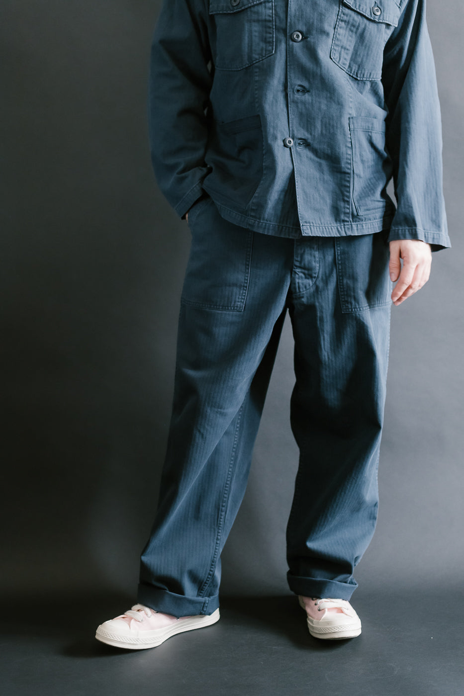 01-5103-02 - Herringbone Summer Fatigue Pants - Navy