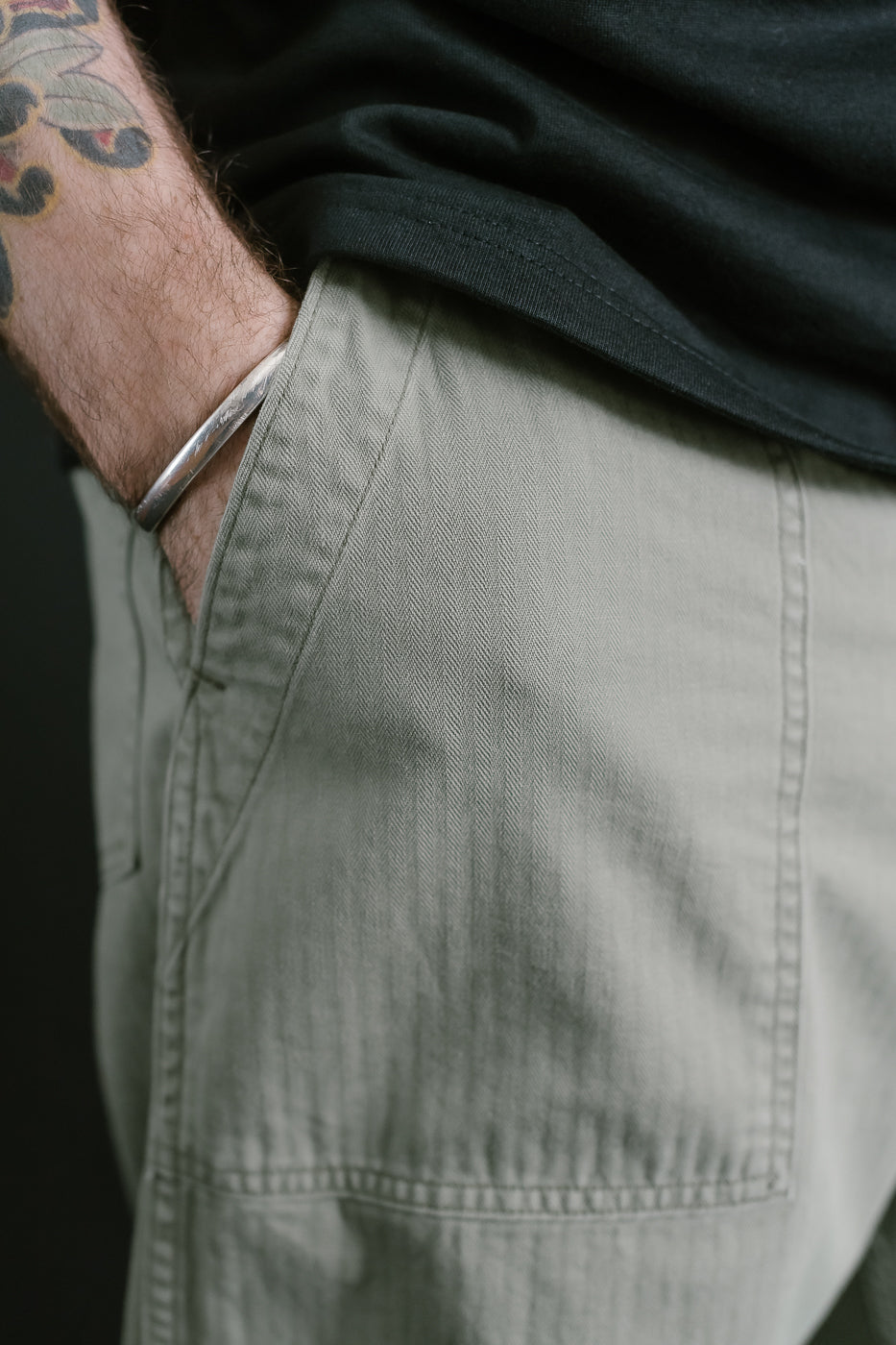 01-5103-16 - Herringbone Summer Fatigue Pants - Green