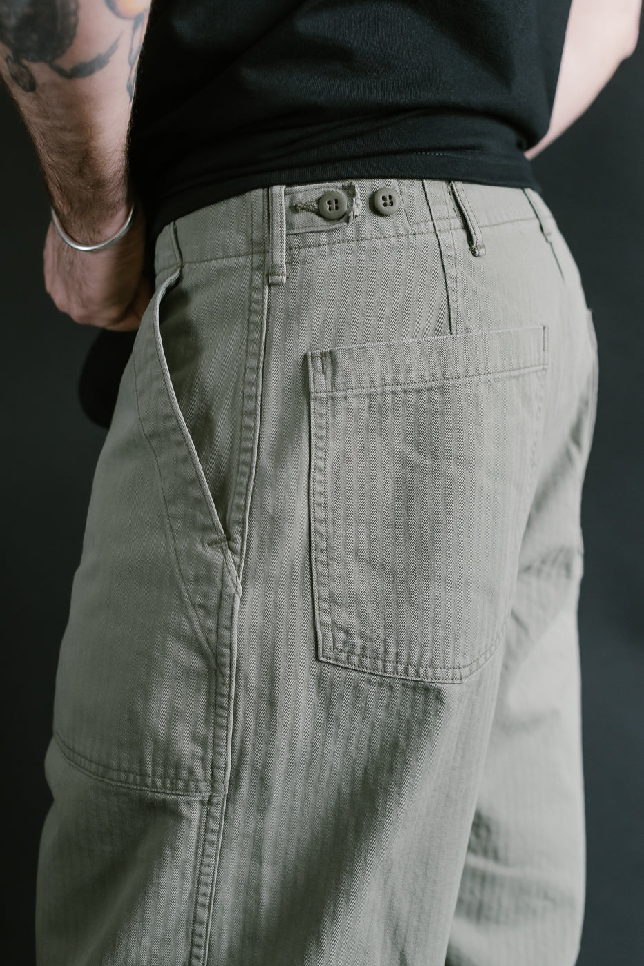 01-5103-16 - Herringbone Summer Fatigue Pants - Green