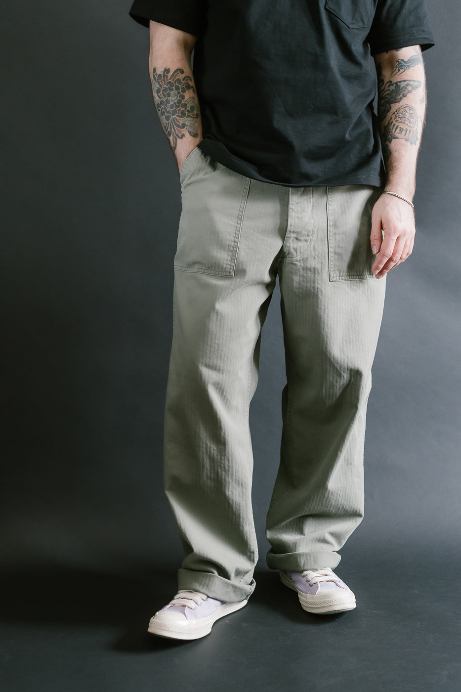 01-5103-16 - Herringbone Summer Fatigue Pants - Green