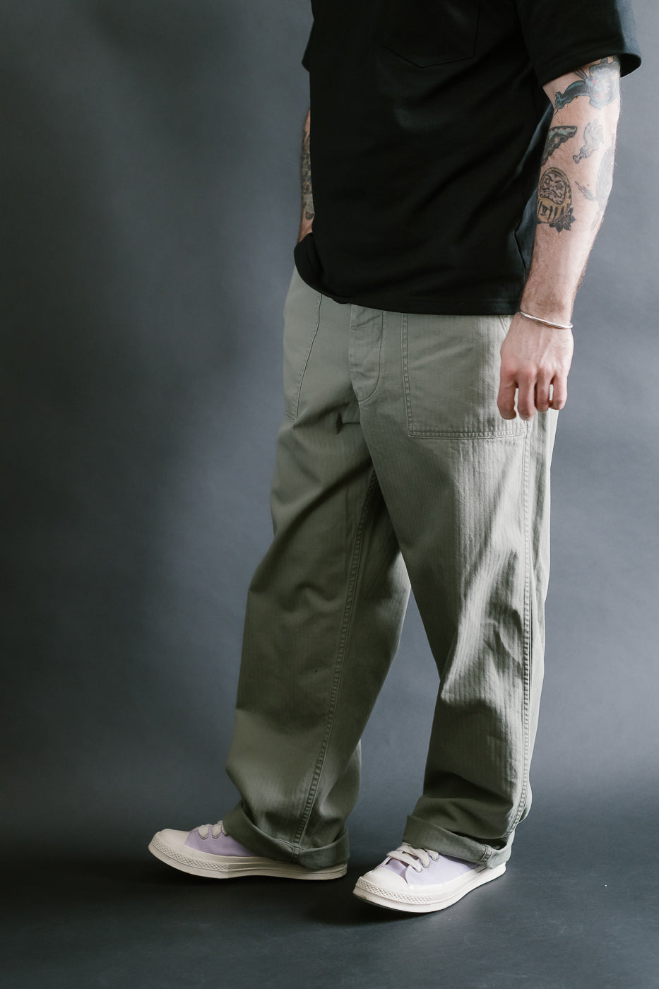 01-5103-16 - Herringbone Summer Fatigue Pants - Green