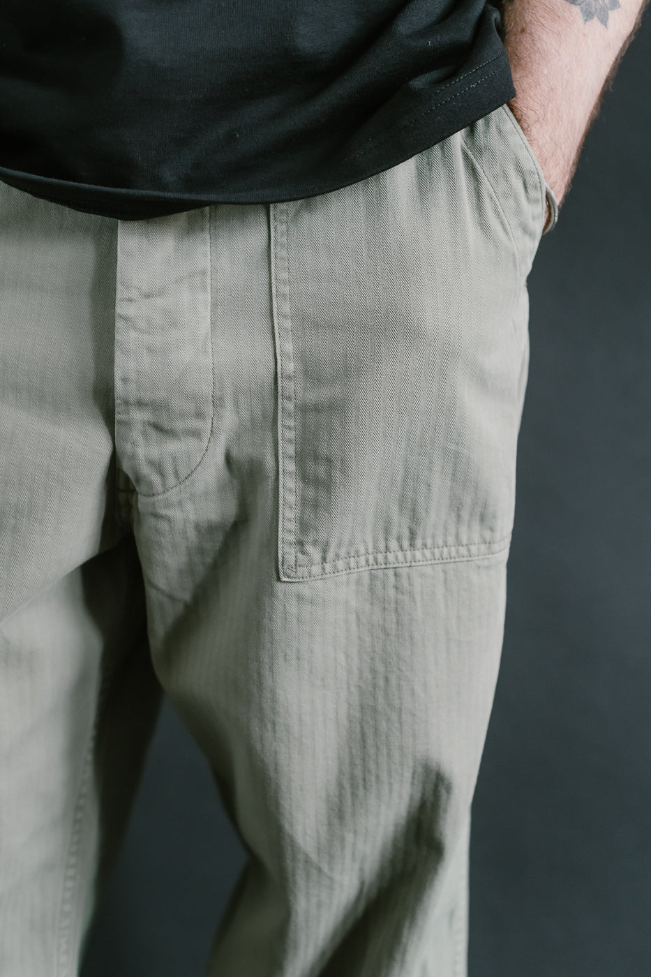 01-5103-16 - Herringbone Summer Fatigue Pants - Green