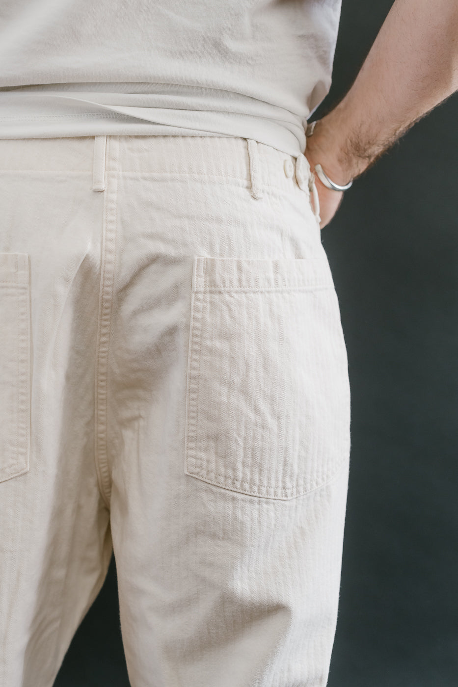 01-5103-66 - Herringbone Summer Fatigue Pants - Ecru