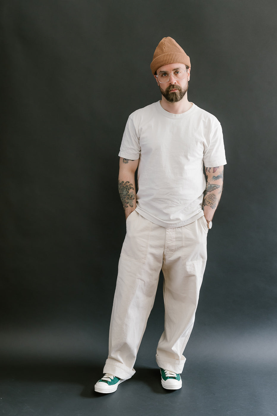 01-5103-66 - Herringbone Summer Fatigue Pants - Ecru