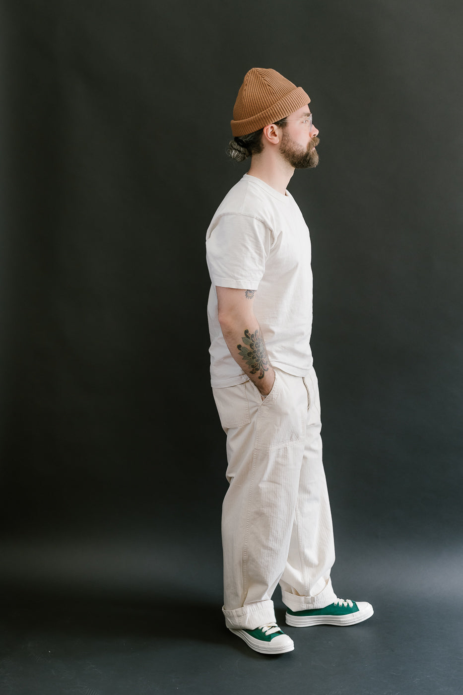 01-5103-66 - Herringbone Summer Fatigue Pants - Ecru