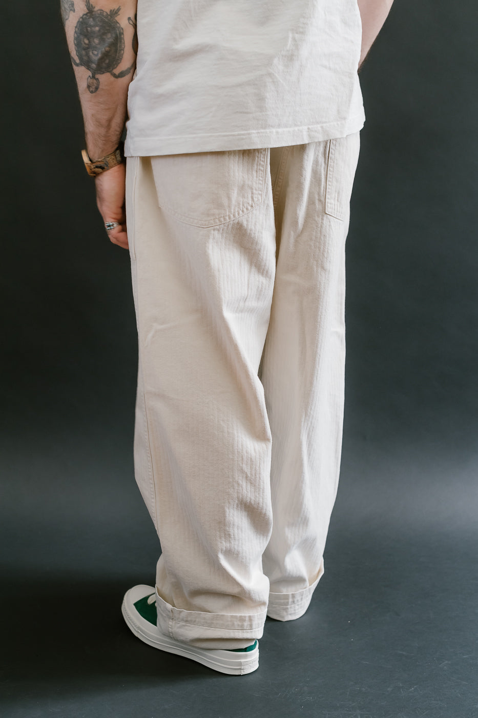 01-5103-66 - Herringbone Summer Fatigue Pants - Ecru