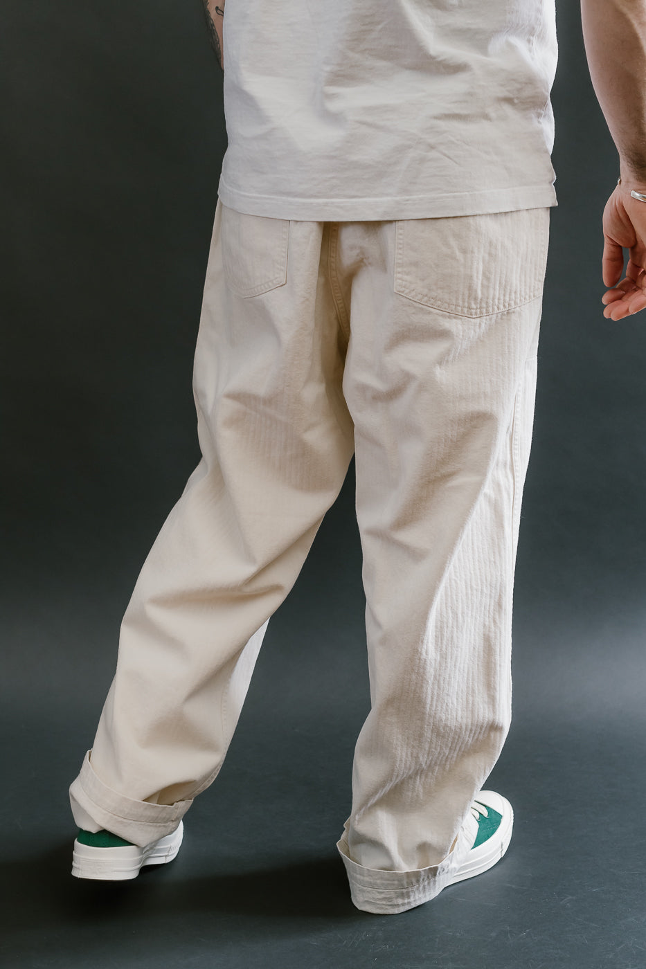 01-5103-66 - Herringbone Summer Fatigue Pants - Ecru