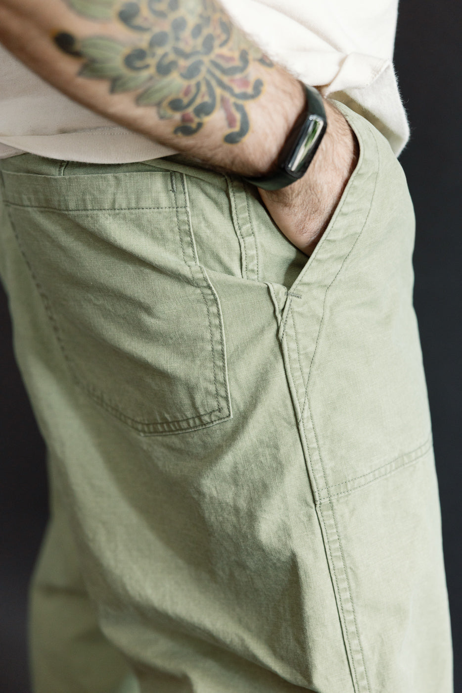 Close-up side view of male model (5'9