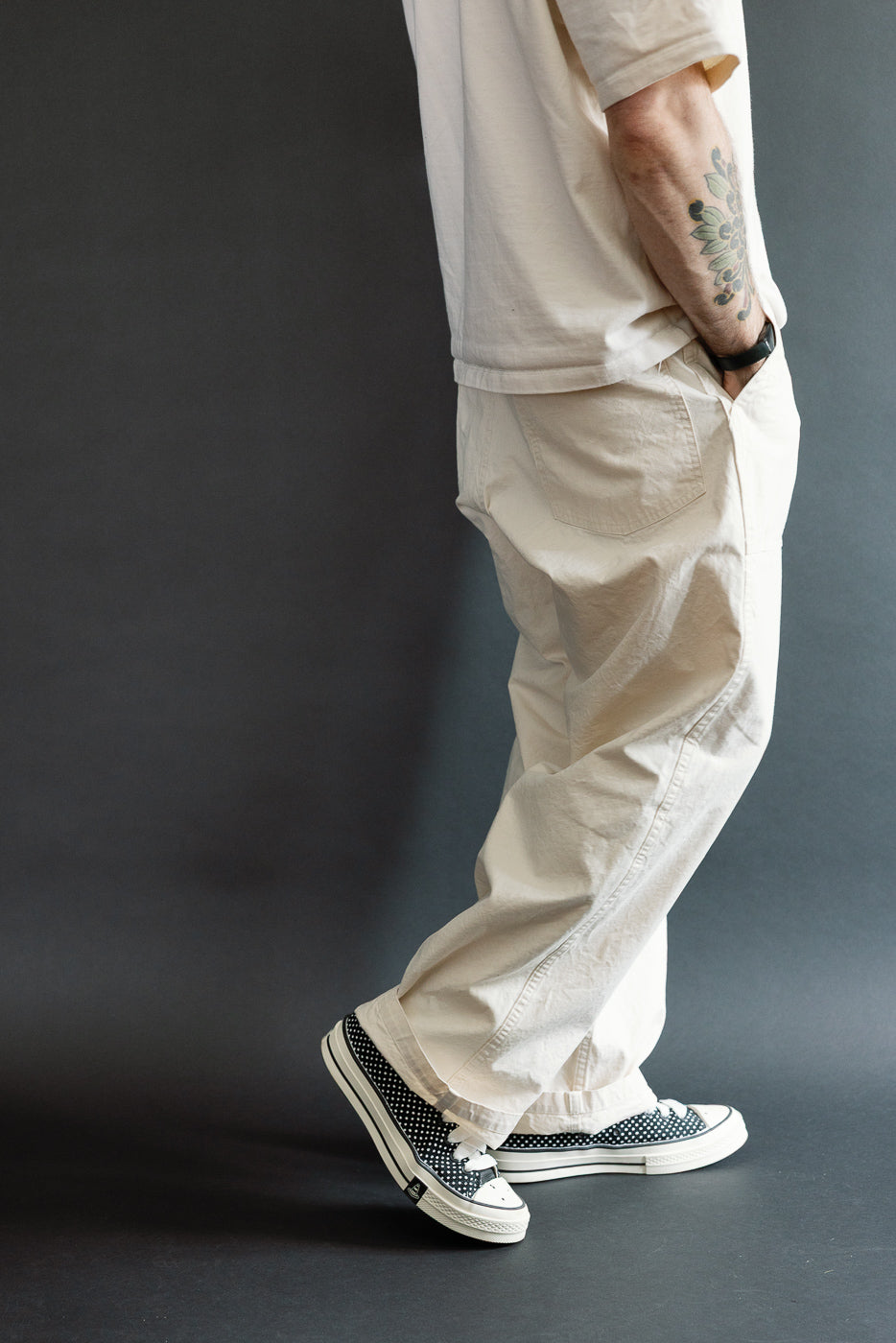 01-5103-M66 - Lightweight Duck Canvas Summer Fatigue Pants - Ecru