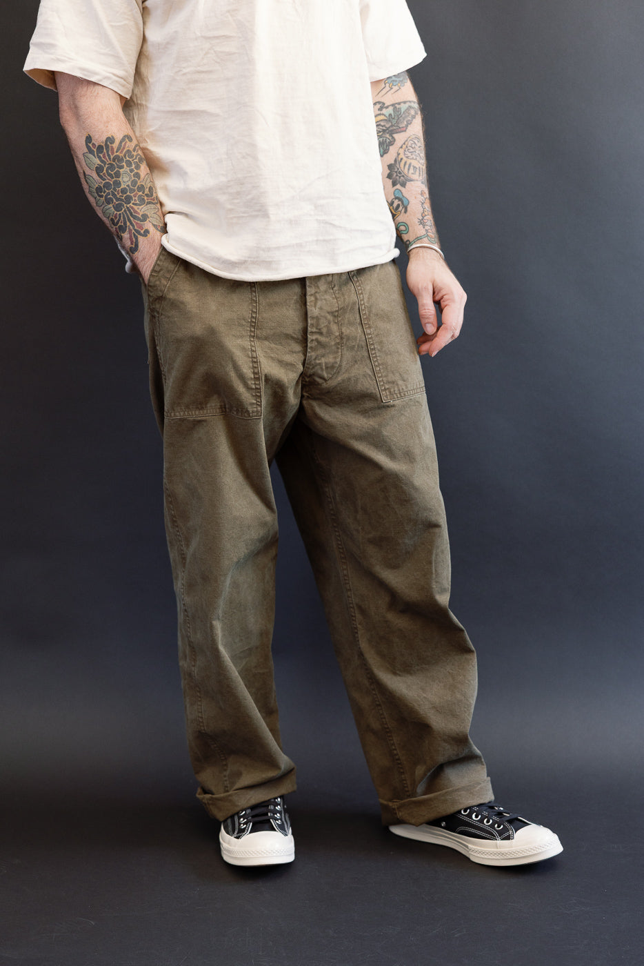 01-5103-M77- Lightweight Duck Canvas Summer Fatigue Pants - Olive