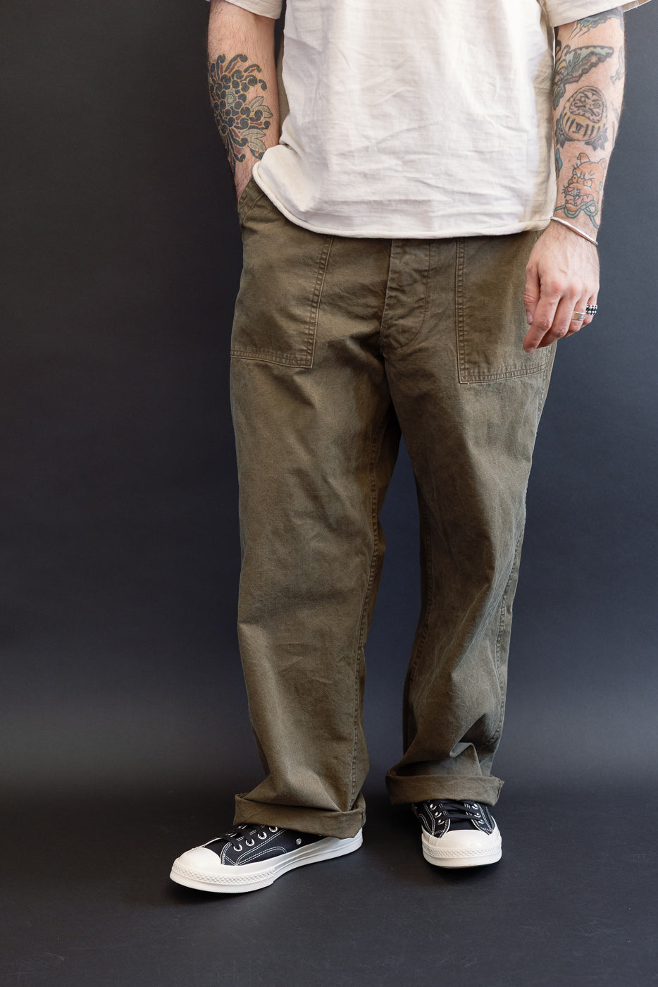 01-5103-M77- Lightweight Duck Canvas Summer Fatigue Pants - Olive