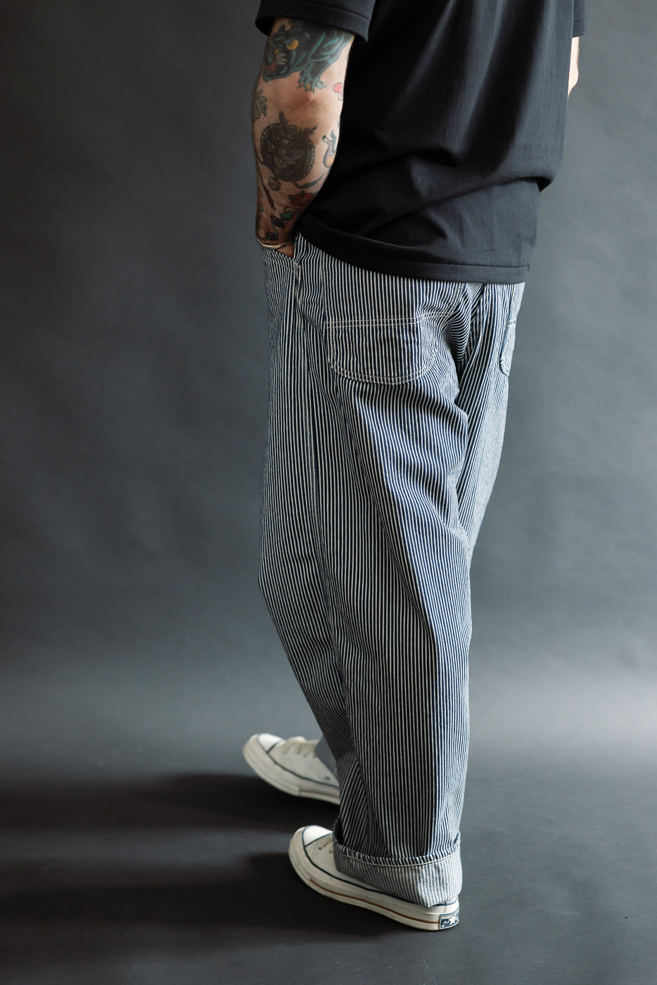 01-5126-181 - 30s Hickory Painter's Pants Wide Fit - Indigo, Ecru