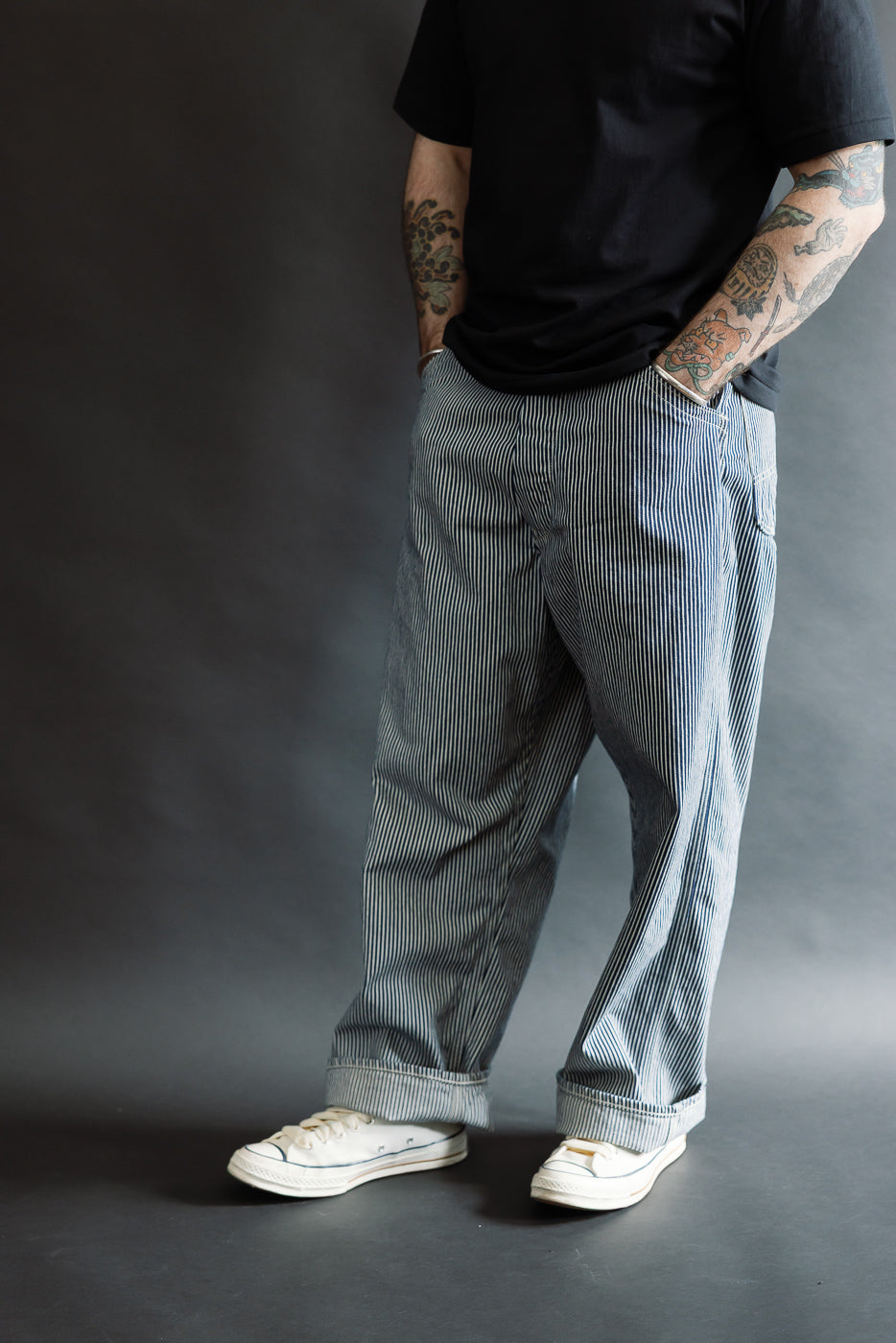 01-5126-181 - 30s Hickory Painter's Pants Wide Fit - Indigo, Ecru