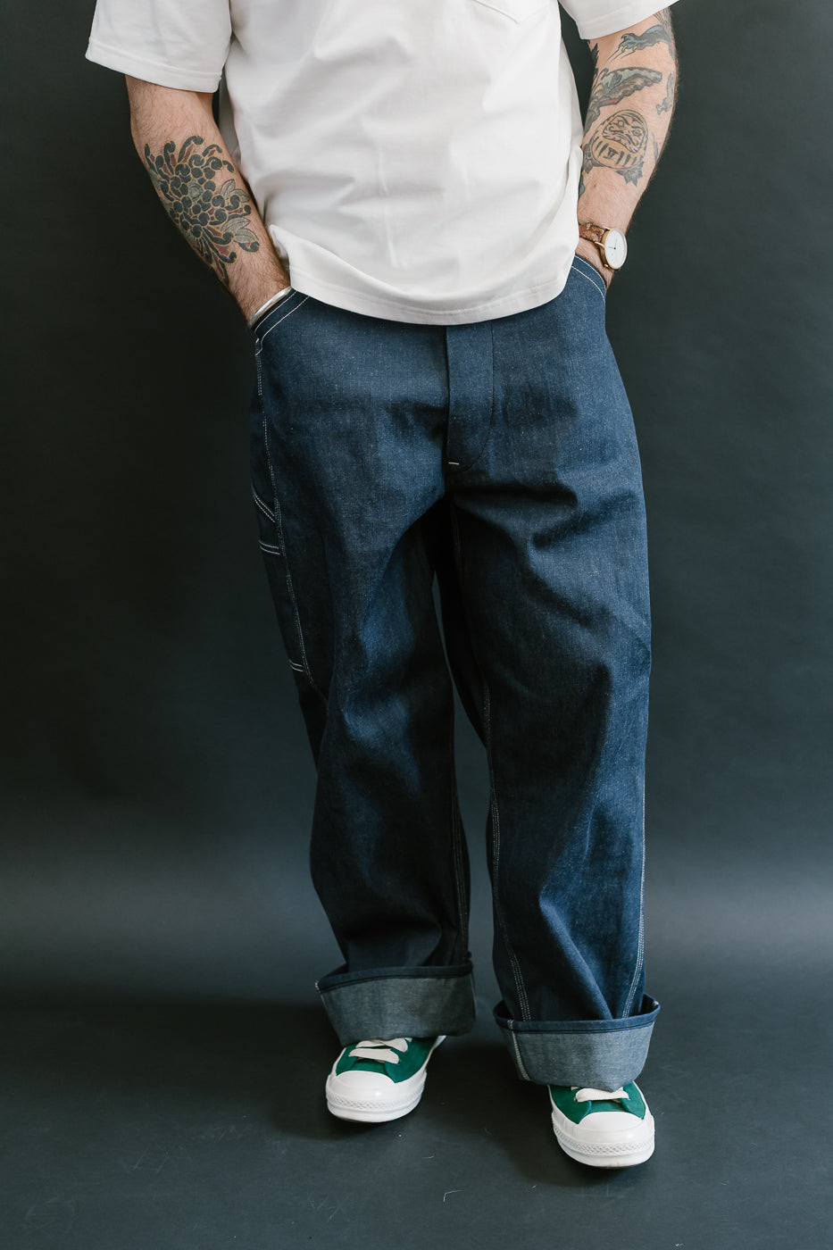01-5126-80 - 30s Painter's Pants Rigid Indigo Chambray - Wide Fit