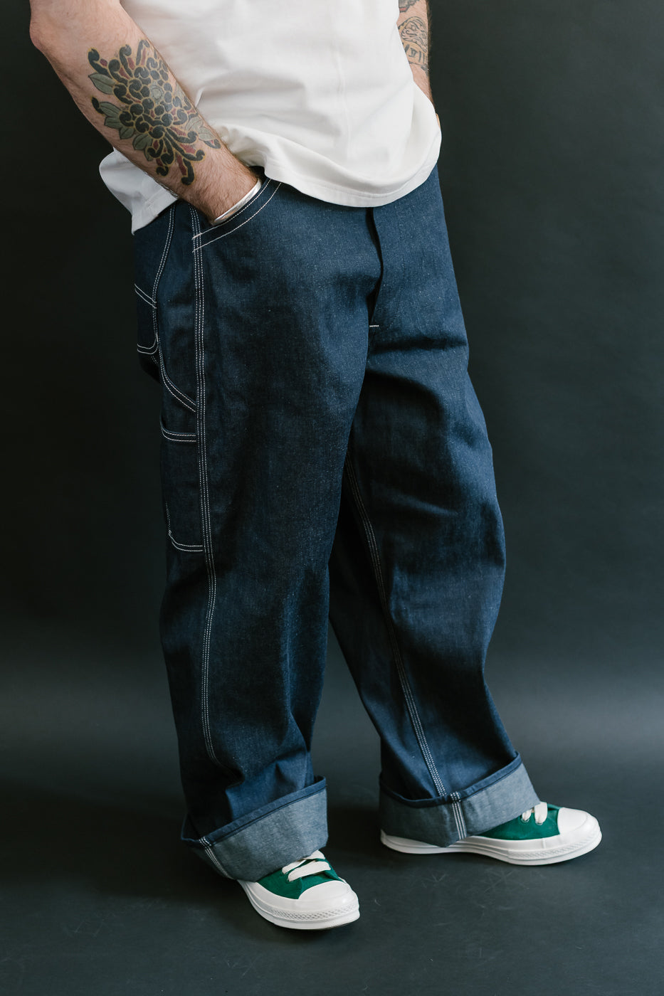 01-5126-80 - 30s Painter's Pants Rigid Indigo Chambray - Wide Fit