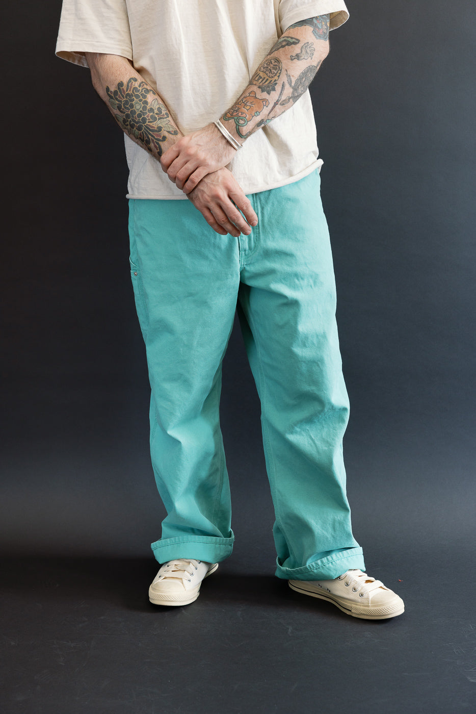 01-5328-39SK - Dad's Fit Painter's Pants Canvas - Turquoise | Dant