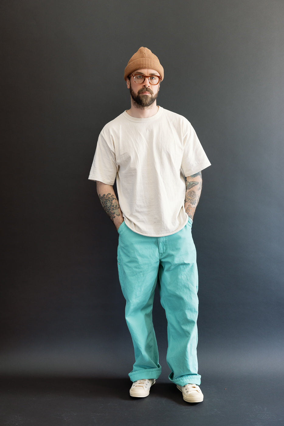 01-5328-39SK - Dad's Fit Painter's Pants Canvas - Turquoise | Dant