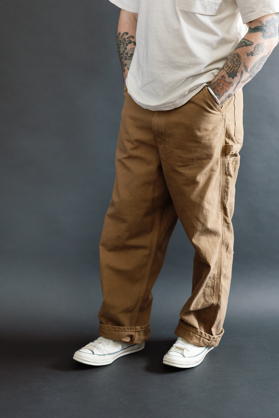 パンツ DankeSchon/PULEATHER WKNEE PAINTER PANTS 01-5328-53S - Dad's Fit Painter's Pants Canvas - Brown | Dant