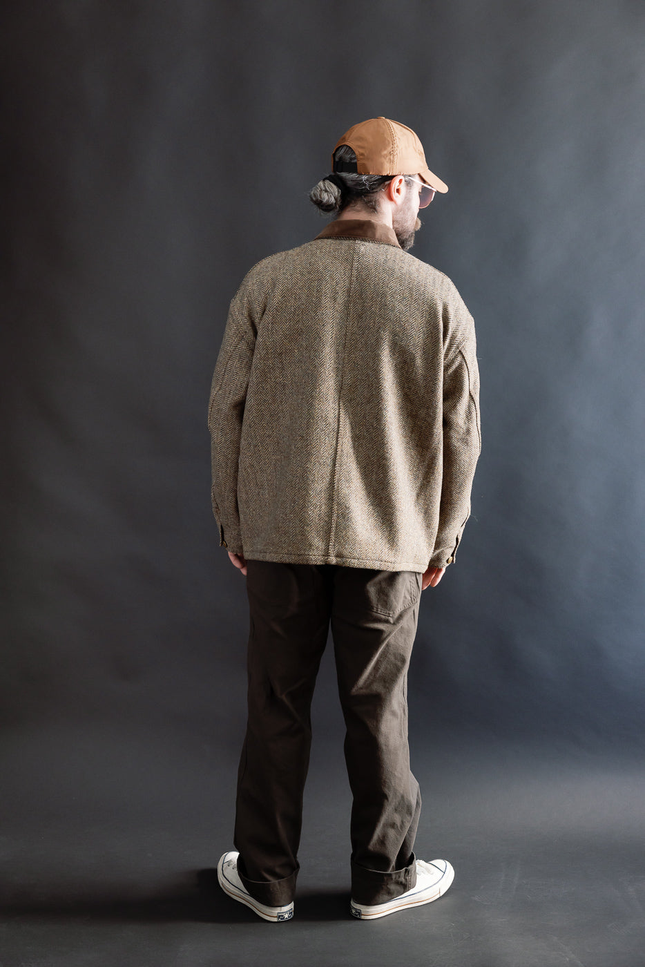 01-6034-H47K - Harris Tweed Relaxed Fit Coverall Jacket - Khaki | Dant