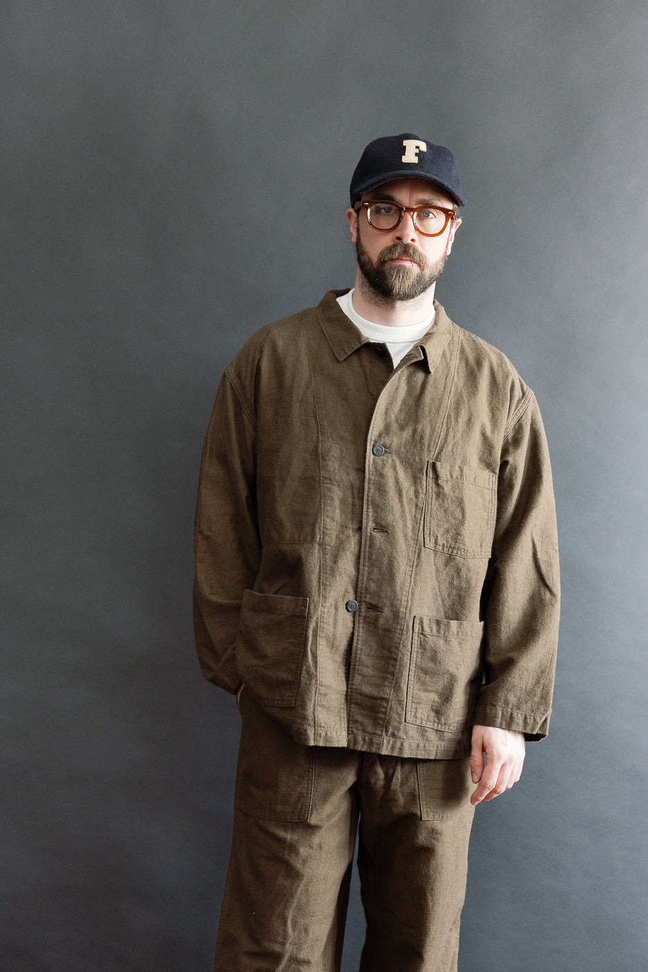 01-6061-52K - Moleskin Simple Work Jacket - Coffee Brown | Dant