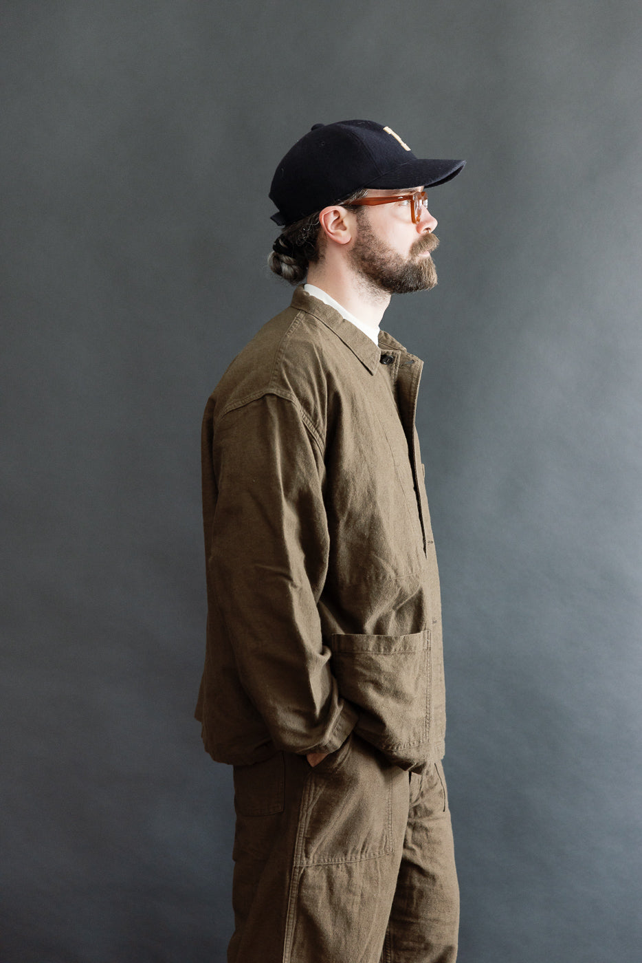 01-6061-52K - Moleskin Simple Work Jacket - Coffee Brown | Dant
