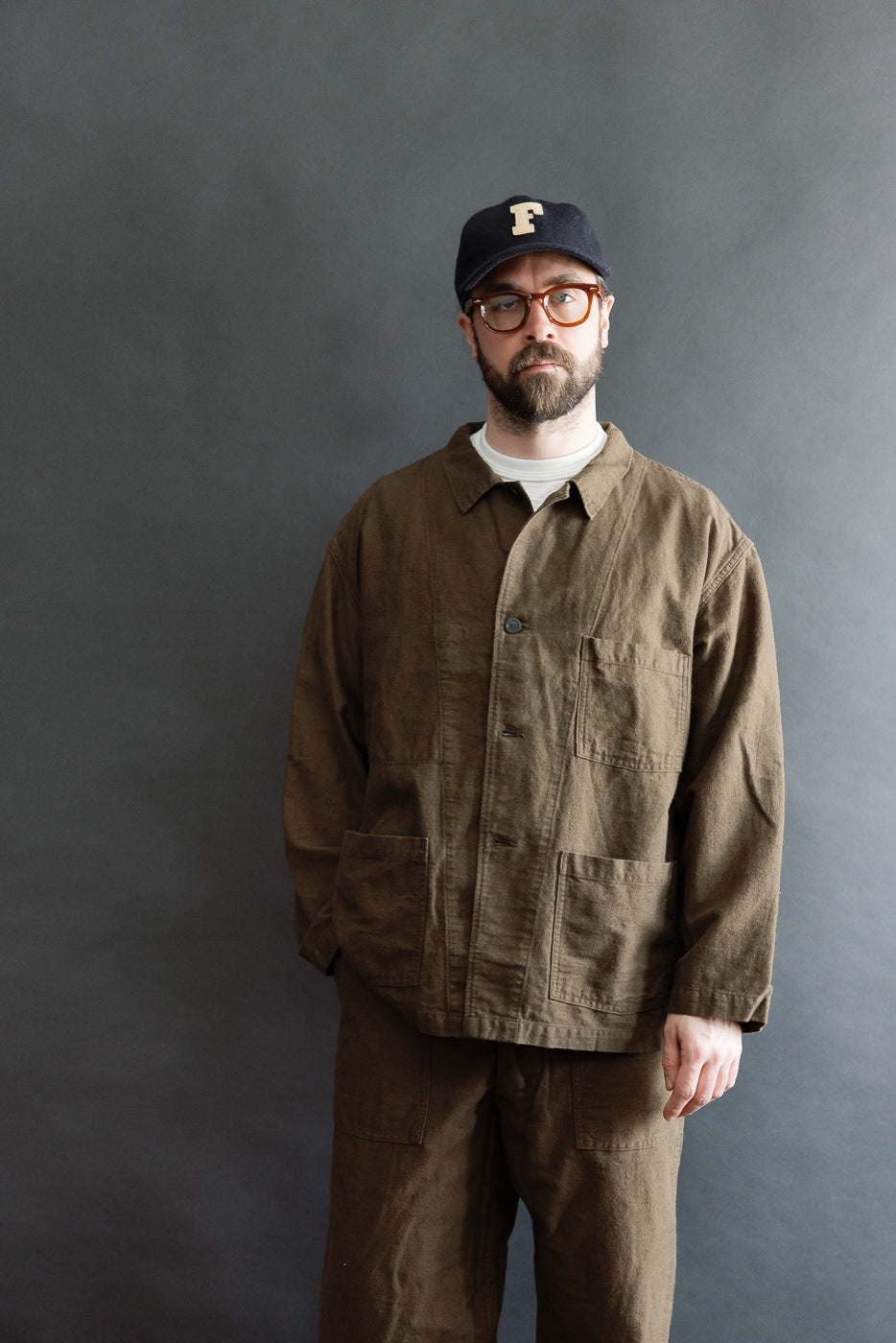 01-6061-52K - Moleskin Simple Work Jacket - Coffee Brown | Dant